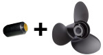 Hub and Rubex 3 Aluminum Boat Prop